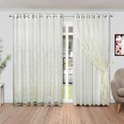 Cortina de Renda Jacquard Hibisco Com Forro Bege Para Varão 3,00m X 2,50m - Beija Flor