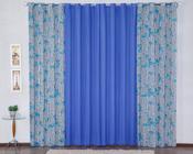 Cortina Decorativa para Sala Quarto Escritório Malha Gel Ilhós Mista 2,00m x 1,60m Estampa 3 Floral Azul