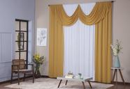 Cortina Decorativa para Sala Quarto Escritório Malha Gel Paris Lisa 5,00m x 2,80m Branco e Amarelo Mostarda