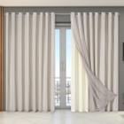 Cortina Dual Forro Voil Gaze Belga 2,70m x 2,30m Luxo Sala Quarto Porta Balcão Semi Blecaute