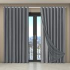 Cortina Dual Forro Voil Liso 5,60M X 2,70M Porta Luxo Cinza