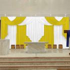 Cortina Elegance Para Igreja Evangelica 7x4,00 amarelo com branco