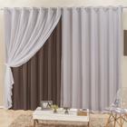 Cortina Elegance para Trilho Suisso Max Tecidos Semi Blackout e Voal 2,00m x 1,70m Sala Quarto - Tabaco