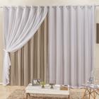 Cortina Elegance para Trilho Suisso Max Tecidos Semi Blackout e Voal 4,00m x 2,50m Sala Quarto - Bege