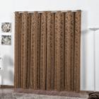 Cortina Em Tecido Jacquard Marrom 2,80M X 2,30M Para Sala Ou Quarto