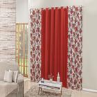 Cortina estampada Floratta 2 metros micropercal 200 fios floral vermelho