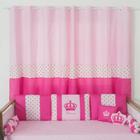 Cortina Imperial 2,00M Infantil Bebe ALGODAO rosa pink ENXOVAL quarto
