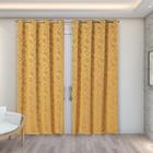 Cortina Jacquard 2,70M X 2,30M Decoração Sala Quarto Dourado