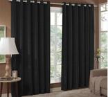 Cortina Jacquard 5,00X2,80 Preto Ilhós Quadrado Cromado