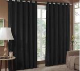 Cortina Jacquard 6,00X2,50 Preto Ilhós Quadrado Cromado