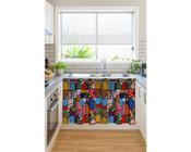 Cortina Jacquard para Pia de Cozinha Estampa Romero Brito