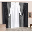 Cortina Mariana 2M x 1,70M Alt. Tecido Malha Preto/Cinza