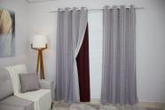 Cortina Oxford Vinho Com Voil Xadrez Sala/Quarto 300X250