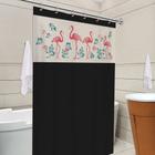 Cortina para Box Banheiro com Visor Flamingo com Gancho Anti Mofo Resistente Alta Qualidade PVC Várias Cores - Envio Ime