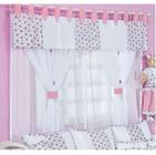 Cortina Para Quarto de Bebê Provence Rosa com Branco 07 peças - Coleção Conforto - Happy Baby