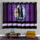 Cortina para Quarto Wandinha Preto/Roxo 2,00m x 1,50m - Para Varão Simples