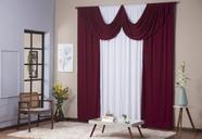 Cortina Paris 2,00 x 1,60 Sala Quarto Decoração com Bando Malha Gel Branco e Vinho