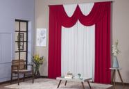 Cortina Paris 2,00 x 1,60 Sala Quarto Decoração com Bando Malha Gel Palha e Vermelho - Ametista Decorações