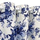 Cortina Piquet Floral Azul 2,80x2,50 Porta Balcão Privacidade