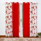 Cortina porta balcão para sala/quarto florata 2,80x2,20m vermelho