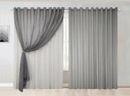 cortina quarto voal liso cinza com forro branco 3,00x2,20