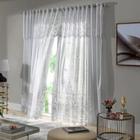 Cortina Renda Clássica 300x180 Irlanda Sala Quarto P/ Varão Cor Branco