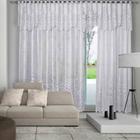 Cortina Renda Roseiral Sala Branco 3,50X2,20 Com Bando