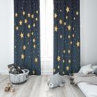 Cortina Tecido Oxford Quarto Infantil Estrelas Noturnas - 280x220cm