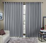 Cortina Tecido Rustico Sala 4,00Mx2,50M Semi Blackout Cinza