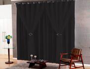 cortina voal liso preto com forro em tecido preto 3,00x2,20