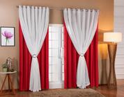 Cortina Voil Blackout 7,00X2,80 Vermelho - Sala/Quarto