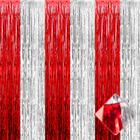 Cortinas de Alumínio com Franjas (4 Unidades) - Vermelho Prateado - 1m x 2,5m