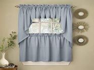 Cortinas de cozinha Sweet Home Collection Opaque Rib Cord Blue