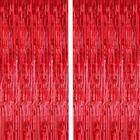 Cortinas de franja i-Chony Shiny Red Metallic Tinsel 1 m x 2,5 m