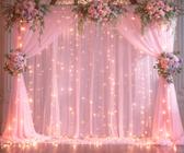 Cortinas de fundo Suppromo Pink Tule com luzes 18m x 3m