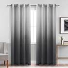 Cortinas DWCN Faux Linen Ombre Sheer 132x229cm pretas, conjunto de 2