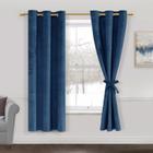 Cortinas JIUZHEN Navy Velvet 160x160cm Blackout com gravatas