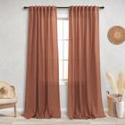 Cortinas KOUFALL Terracotta Sheer Boho Linen 213 cm 2 painéis