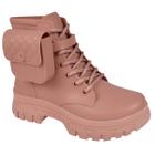 Coturno Boot Bota Galocha Infantil Luelua Tratorado Com Cadarço Não Molha Super Confortável Tratorado Bolsinha Rose