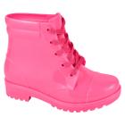 Coturno Boot Bota Galocha Infantil Luelua Tratorado Com Cadarço Pink Não Molha Super Confortável