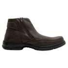 Coturno Bota Casual Couro Masculino Anatomic Gel Rústico Brilho Zíper Lateral Confortável Reforçado