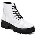 Coturno Bota Feminina Branca Em couro