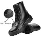 Coturno Bota Feminina Conforto Salto Grosso Baixo Preto Plataforma Blogueira