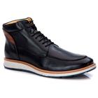 Coturno Casual Masculino Couro de Amarrar Preto 9007