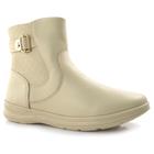 Coturno Feminino de Couro Comfortflex Off White 23-91301