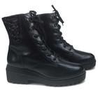 Coturno flatform preto via marte com cadarço