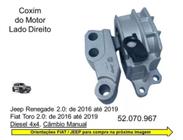 Coxim Motor Lado Direito Jeep Renegade, Fiat Toro