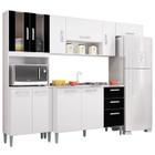 Cozinha Com Balcao Sem Tampo 244 cm 506X08 Branco Preto POQQ - Poquema