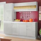 Cozinha Compacta 100% MDF Madesa Smart 170 cm Armário, Balcão e Tampo Frentes Branco Brilho