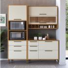 Cozinha Compacta 194cm com 3 Peças Vidro Reflecta e 1 Paneleiro 100% Mdf Vicenza Espresso Móveis